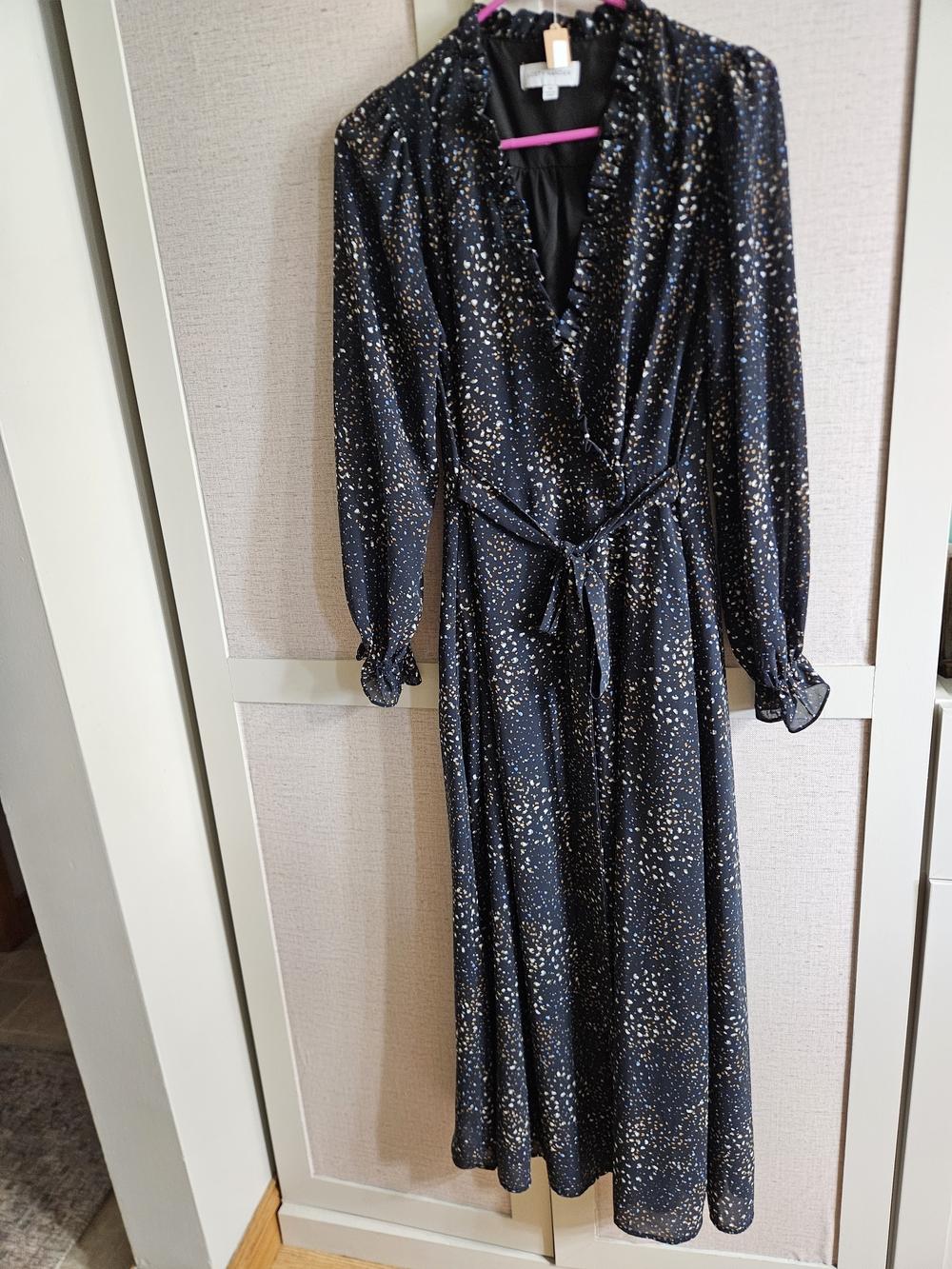 Lost + Wander Black Maxi Dress with Speckle Print XS